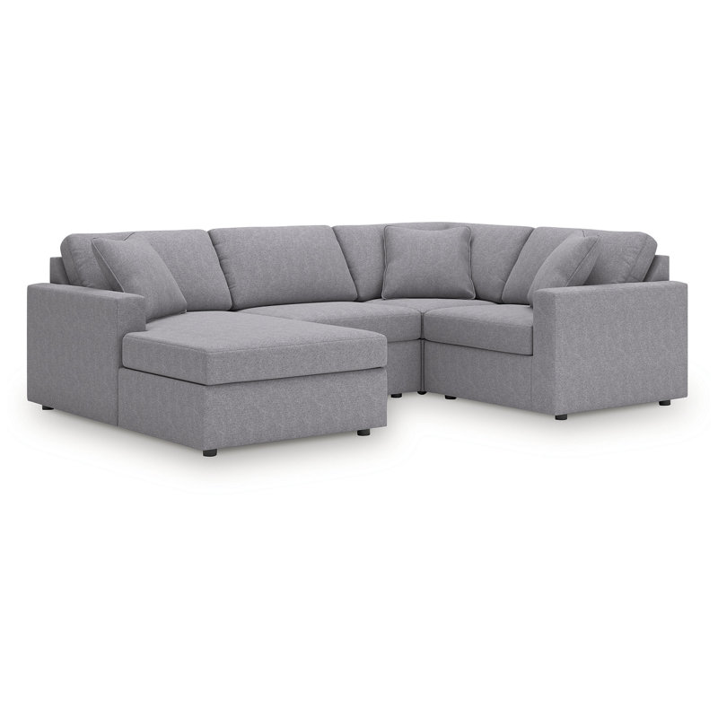 Canapé modulaire 4 pièces avec méridienne Depew, Orienté à droite, Polyester gris