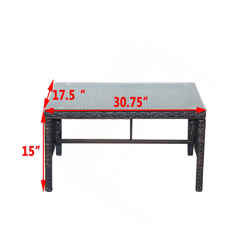 Table basse d'extérieur 1 table basse avec verre trempé transparent