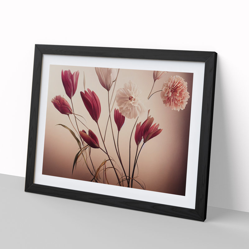 Astounding Flowers - Single Picture Frame Print, 46cm H x 64cm W, Black