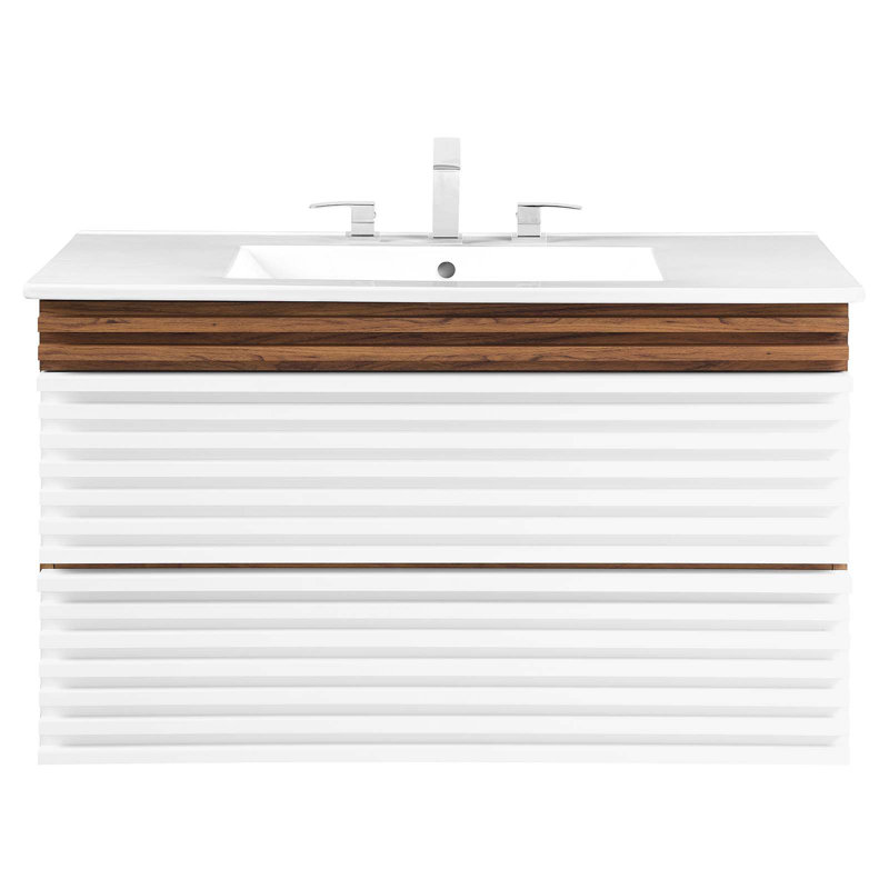 Modway Render 36" Wall-Mount Bathroom Vanity, White