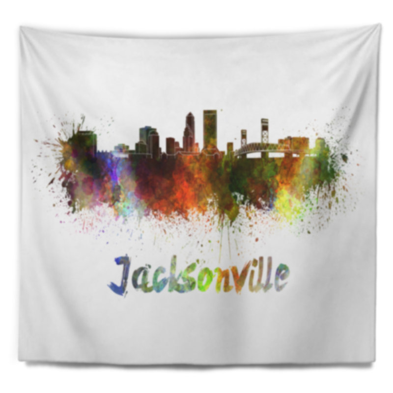 Jacksonville skyline tapisserie Cityscape, H 32 po x l 39 po