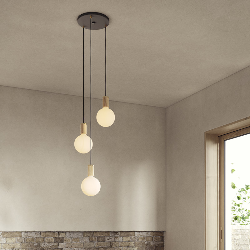 Oak Triple Pendant, Matte Black