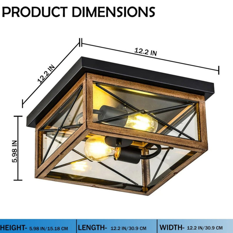 Plafonnier encastré intérieur / extérieur 2 lumières (ampoule non incluse)