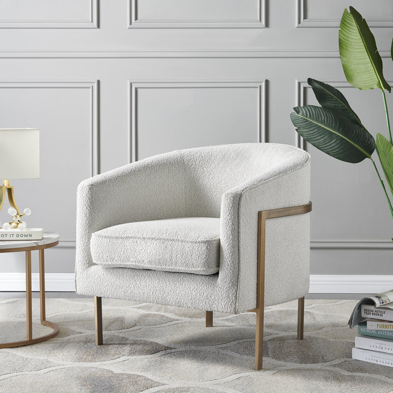 Labrie 30" W Upholstered Barrel Chair, Beige