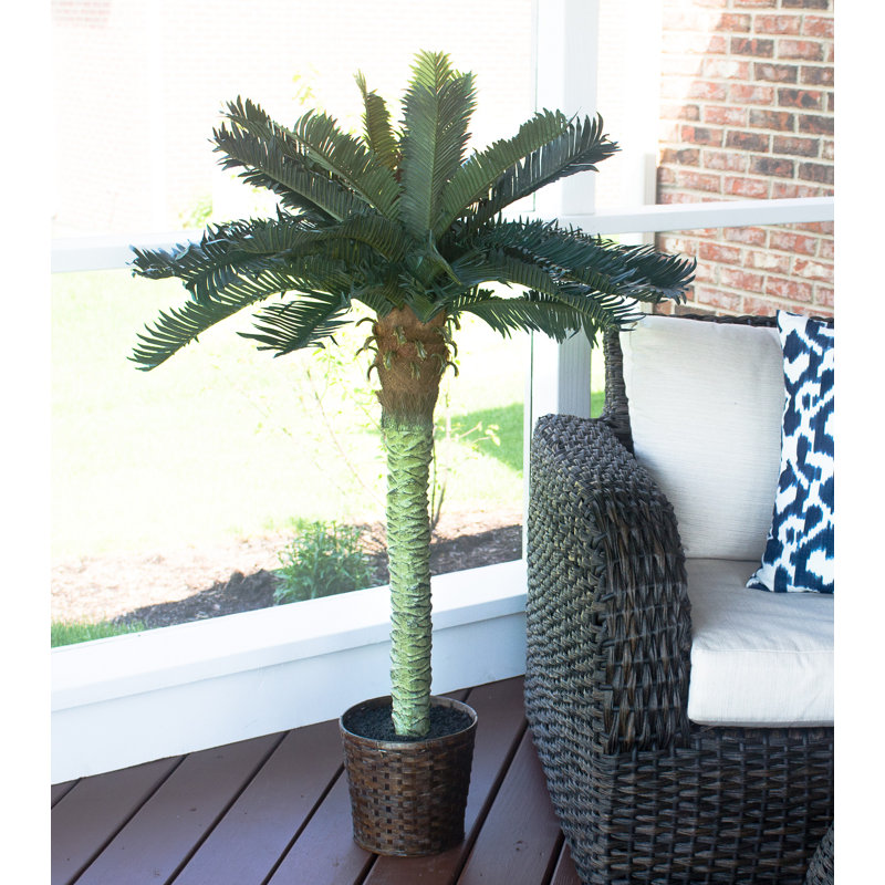 Faux Palm Tree in Wicker/Rattan Basket, 48" H