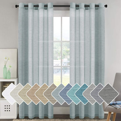 Linen Blend Sheer Curtain Pair