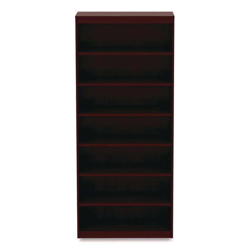 Mahogany 7-Shelf Tall Corner Bookcase