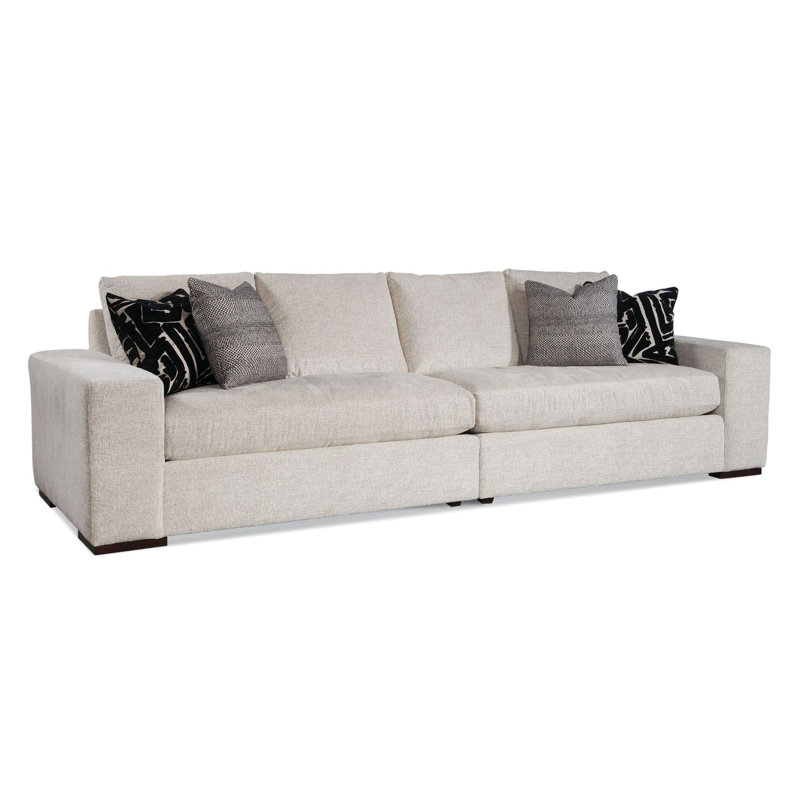 Memphis Upholstered 126'' Sofa, Coffee Finish, Sunbrella Green Pinstripe; 6205-43