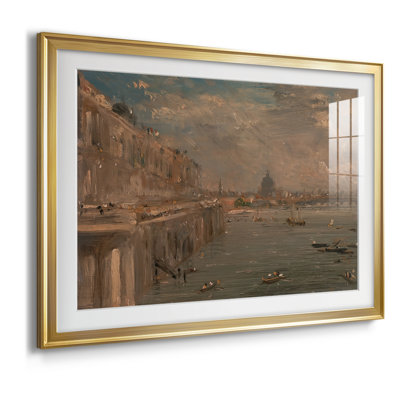 Waterloo Waterloo, from Whitehall Stairs (croquis à l'huile) - John Constable - reproduction encadrée avec passe-partout et verre - c. 1819