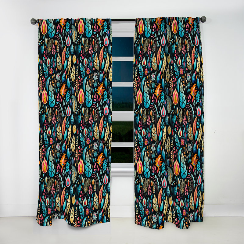 Tribal Frivolity Boho Motif III - Rideau Boho - Rideau abstrait obscurcissant - 1 panneaux, L 52 po x L 63 po