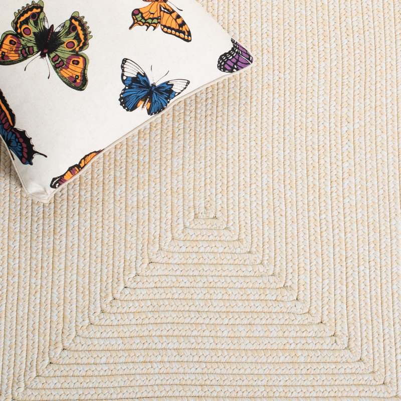 Tapis intérieur / extérieur ivoire en polypropylène tissé à plat à la main Morton, Ovale 9 pi x 12 pi