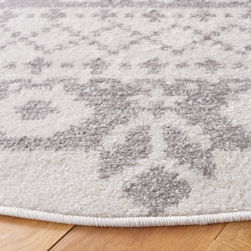 Tapis beige et argent de style sud-ouest Wynn, Rond 10 pi