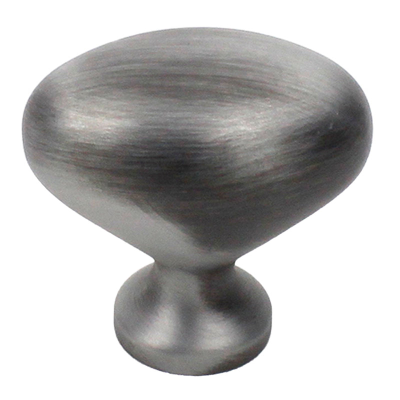 Weathered Pewter Oval Cabinet Knob with Mounting Hardware