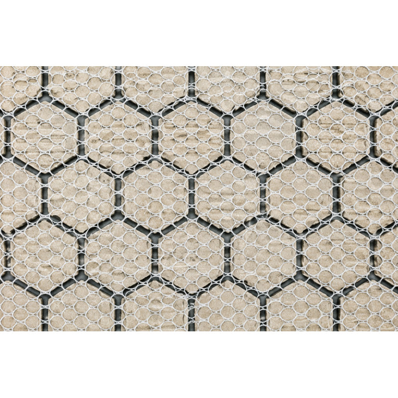 FLEUR BLANCHE ET GRISE AVEC MOSAIQUE DE PORCELAINE À POIS NOIR, White/Gray/Black