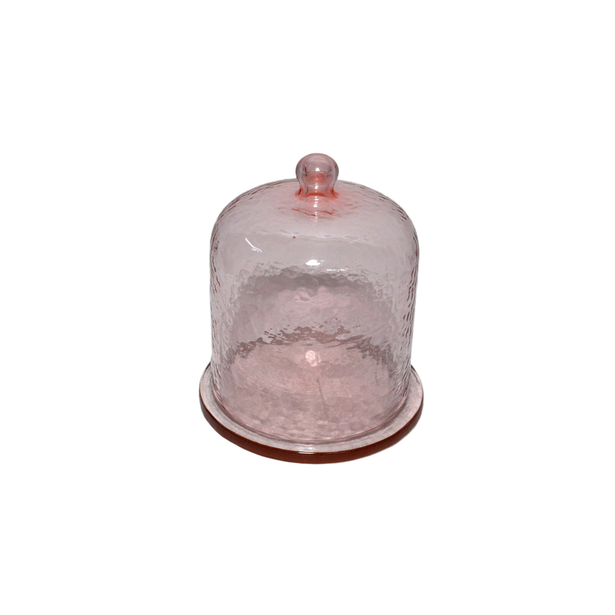 Cake Recycled Glass Dome W/Plate, Yellow, 6.75" x 6" x 6"