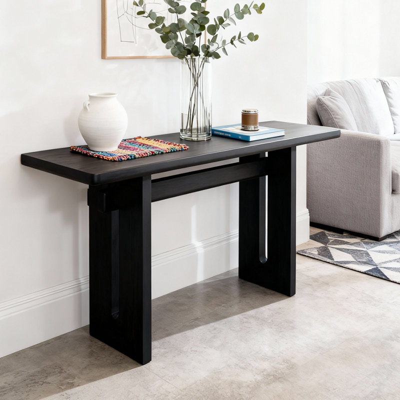 Nordic style simple black console table, 31.5" H x 70.9" W x 11.8" D