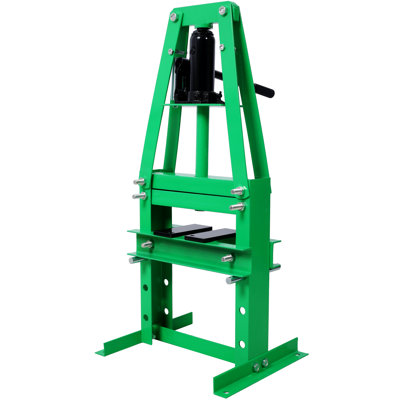 Presse d'atelier hydraulique 6 tonnes à cadre en A, de table, en acier au carbone et au manganèse vert, monobloc, avec 3 réglages de hauteur et plaques de pression