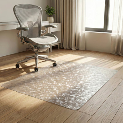 Chair Mat Floor Protector for Hardwood Floors & Tile, 36"x48", Non-Slip & Non-Scratch Backing, 3D Light-Reactive Rose Pattern for Office & Home