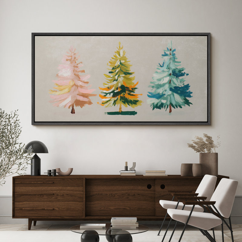 "Pastel Coloured Christmas Tree", très grandes photos, impression sur toile encadrée, H 30 po x l 60 po, Noir