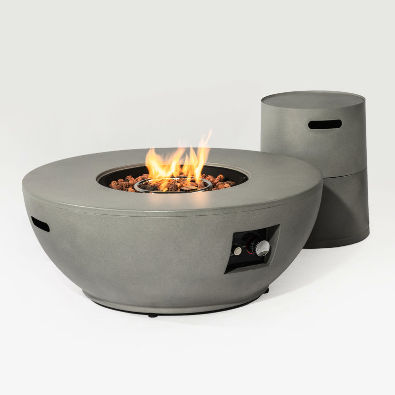 Foyer d'extérieur au propane 40000 - Acier, avec bol de foyer gris