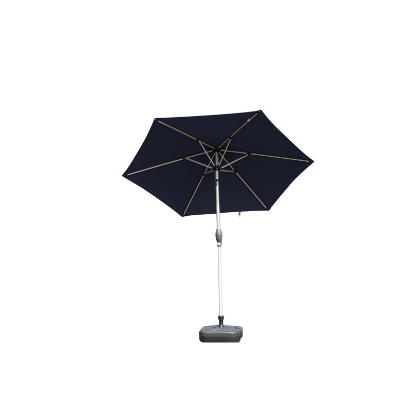 Parasol de table d'extérieur 7,5 pi, tissu, évent, facile à utiliser pour le jardin, la terrasse, la cour arrière, bleu marine, solide et, pour l'eau, s'adapte au patio,