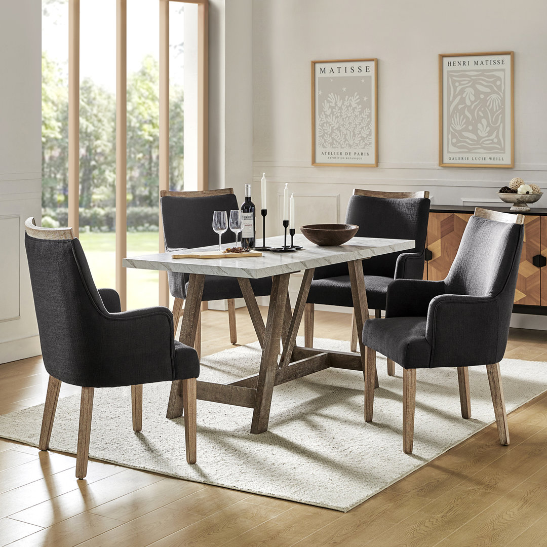 Celil Farmhouse Upholstered Back Arm Chair With Solid Wood Legs Rosalind Wheeler Upholstery 