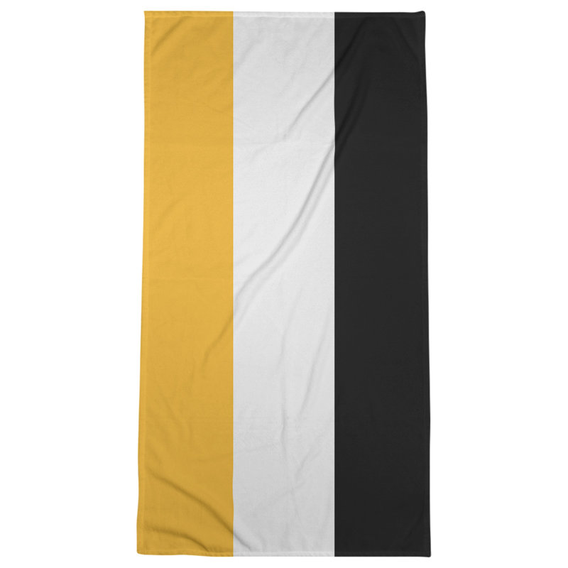Jacksonville Throwback Football Stripes , Bath Towel, Yellow/White/Black, Poly/Cotton