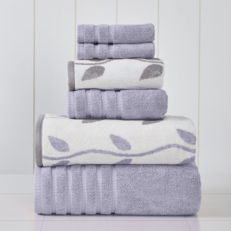 Organic Cotton Grey Lavender 6-Piece Towel Set