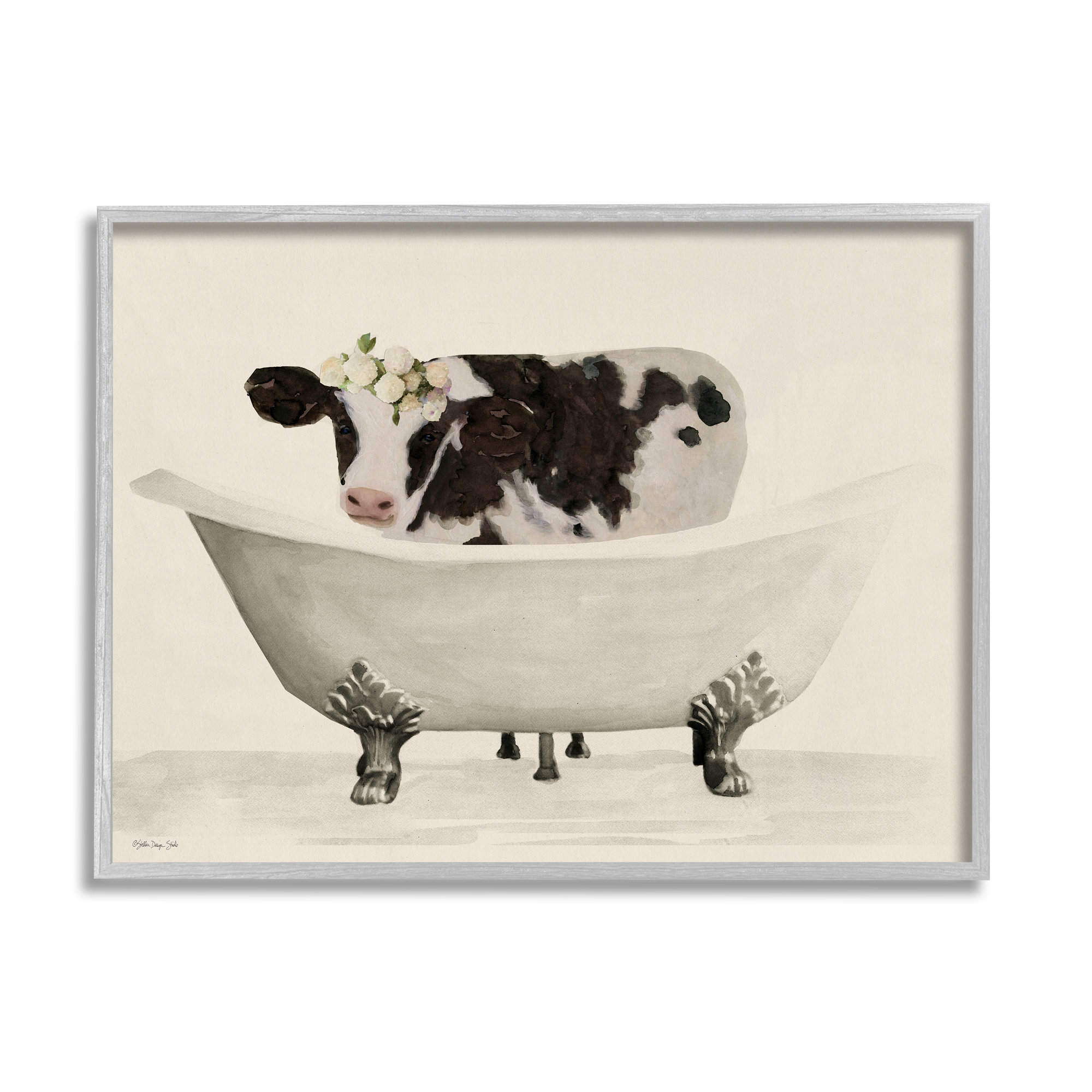 Trinx Antique Bathtub Cow Framed Giclee Art Design By Stellar Design ...