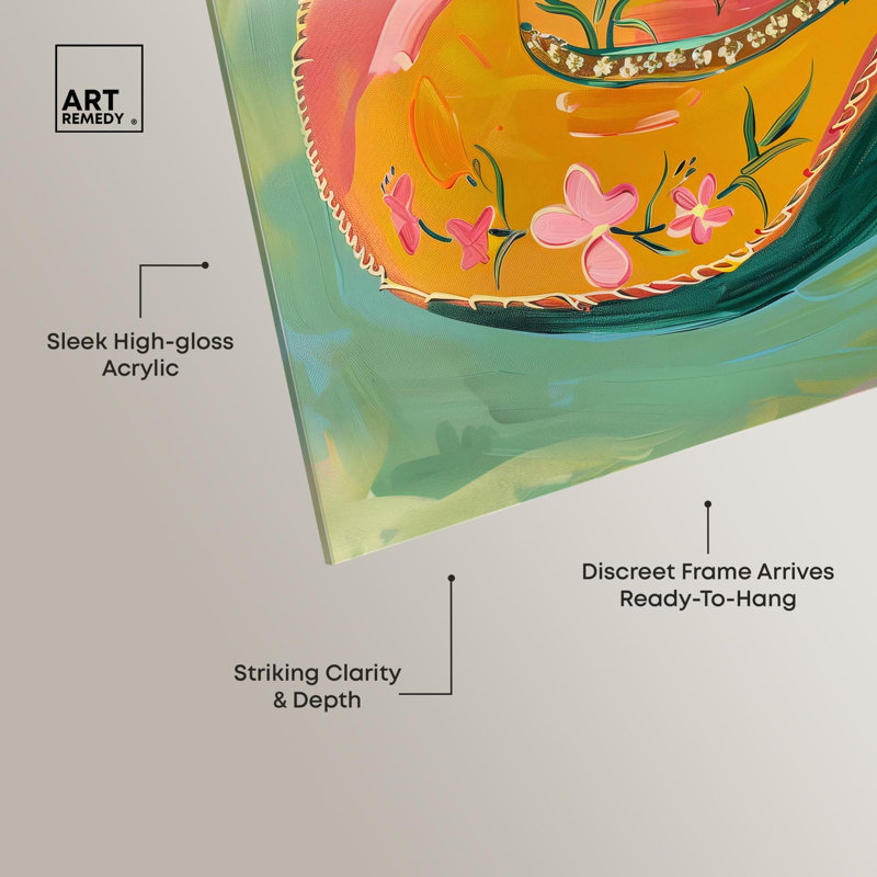 Décoration de chapeau de cowboy sauvage en acrylique par Art Remedy, prête à être accrochée, H 16 po x l 16 po