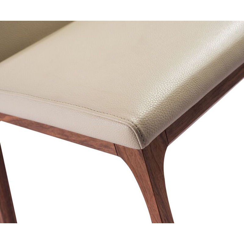 Chaise d'appoint rembourrée Jakiylah, Taupe, Noyer