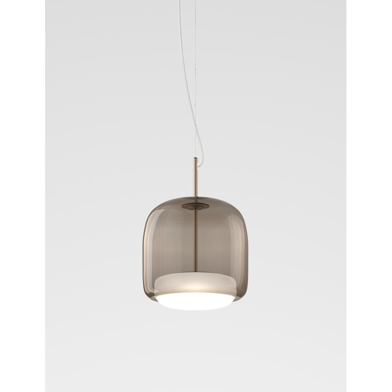 Jube 1 - Light LED Pendant, 90" H x 10" W x 10" D, Smoky White, Matte Gold