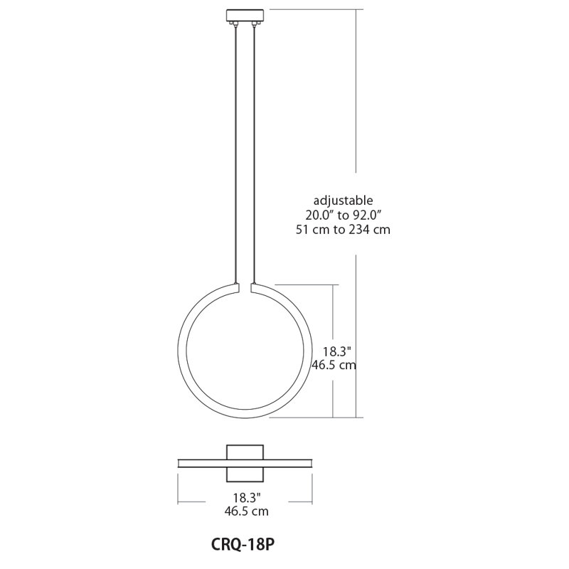 Luminaire suspendu Cirq - nickel satiné, H 92 po x l 4,5 po x P 4,5 po