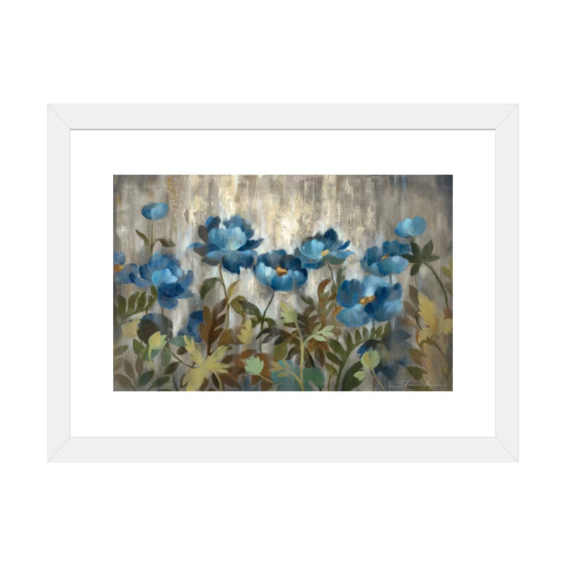 «Silver and Sapphire» par Silvia Vassileva - reproduction d'art, Encadré par un papier blanc, H 24 po x l 32 po x P 1 po