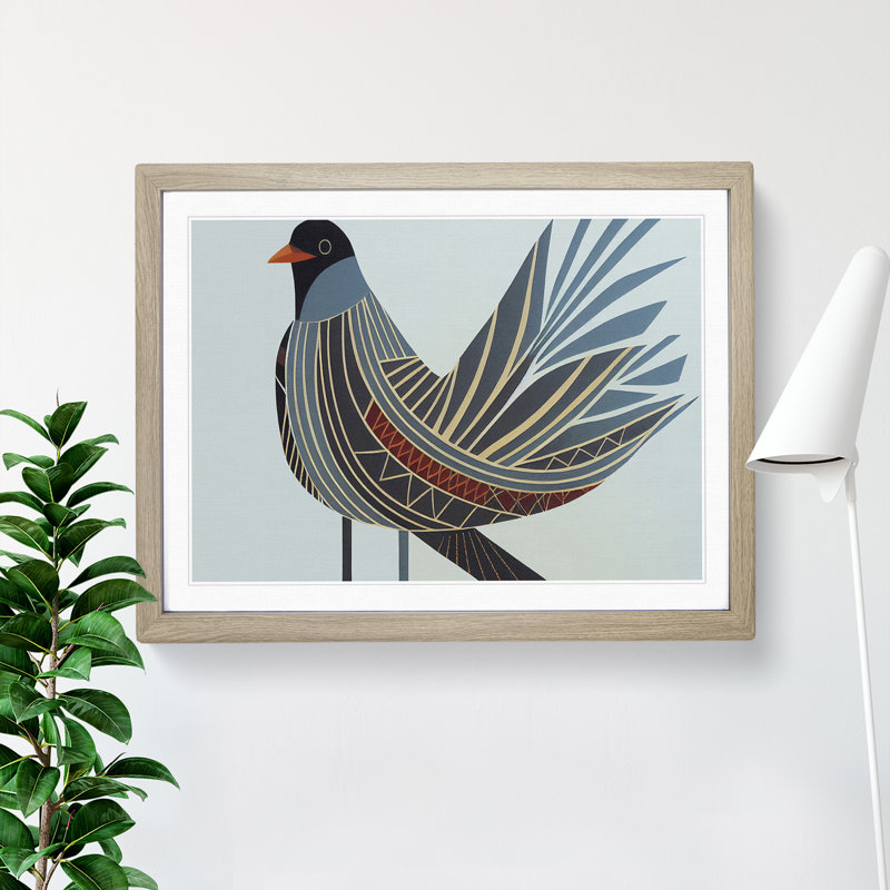 Victorious Bird Abstract - Framed Print, 46cm H x 64cm W x 2cm D, Oak