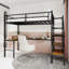Lit mezzanine avec bureau en forme de L, grand espace de rangement et compartiments de rangement, structure de lit robuste avec escalier, garde-corps continu, peu encombrant, silencieux, sans ressorts éléphants requis-115272671