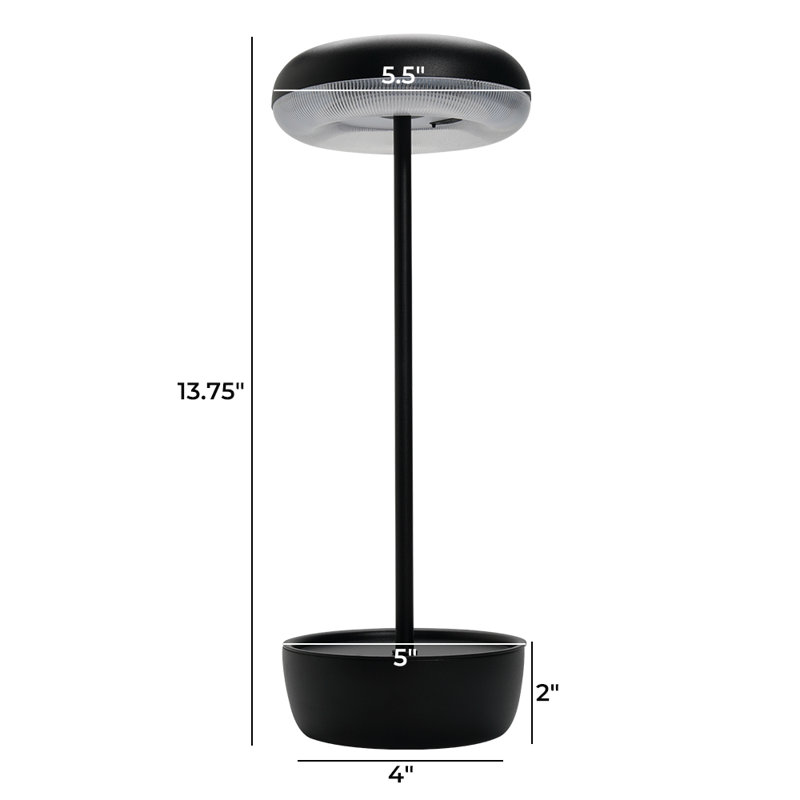 Aluna 13.75'' Solar&Battery Powered Outdoor Metal Table Lamp, Black