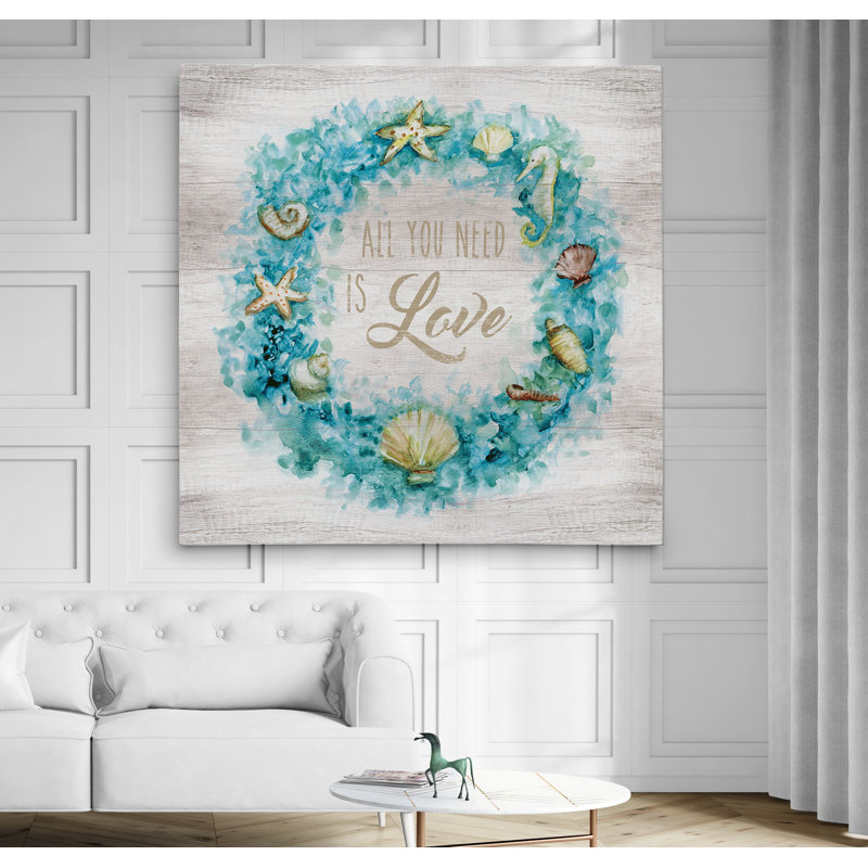 «Love Beach Wreath», reproduction d'impression, Toile tendue, H 16 po x l 16 po x P 1,5 po
