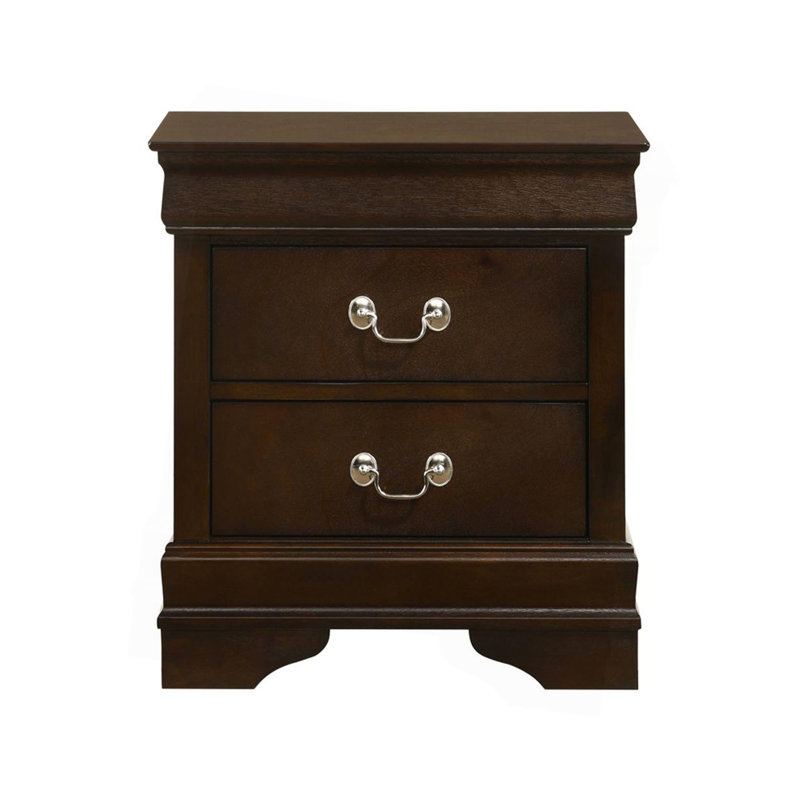 Table de chevet en MDF avec 2 tiroirs, cappuccino