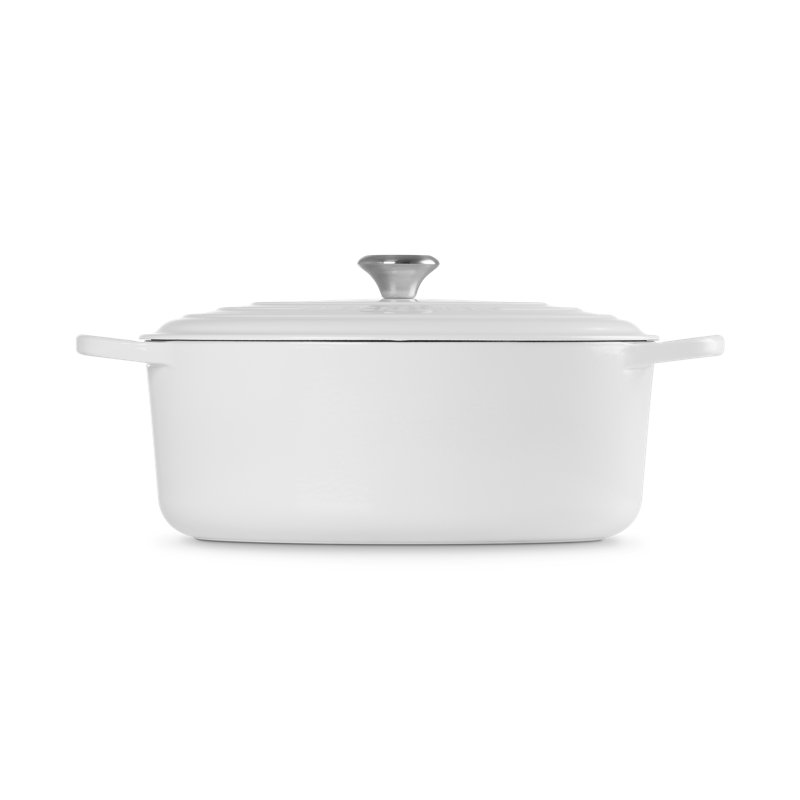 Le Creuset Enameled Cast Iron Oval Dutch Oven with Lid, 9.5 quarts, White/Silver