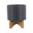 Exquisite Ceramic Planter With Wood Stand, Versatile For Various Plants And Spaces, Ideal For Home And Garden Decor.-103569939-103569938