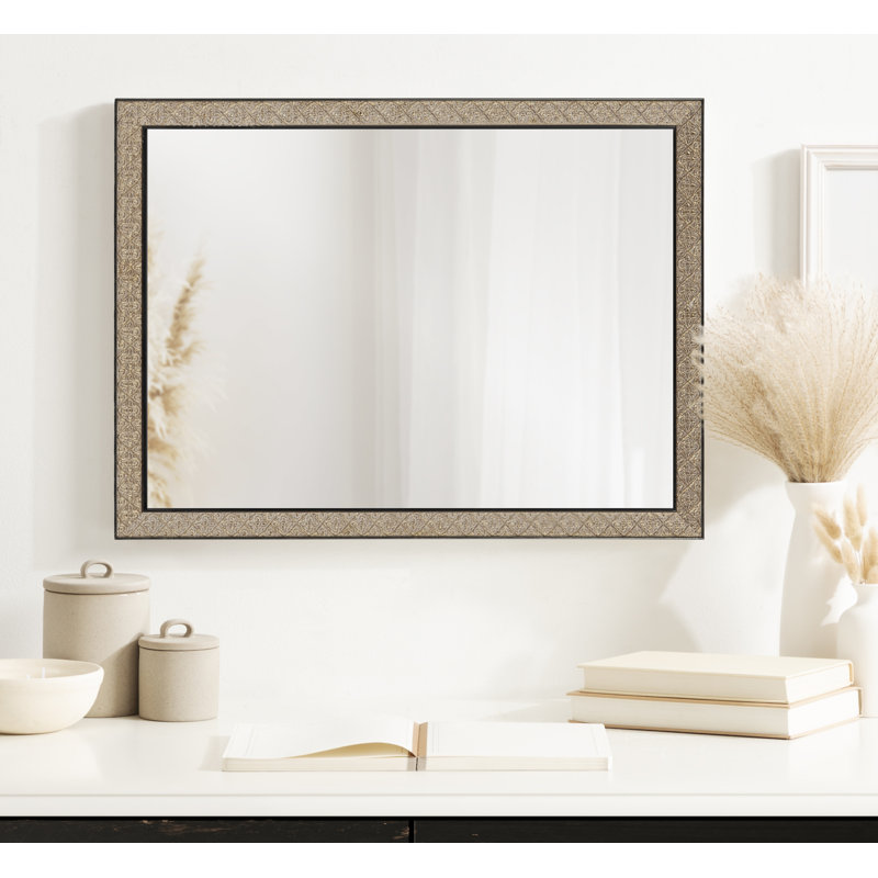 Rectangle Ornate Textured Bathroom Mirror, 24" H x 36" W