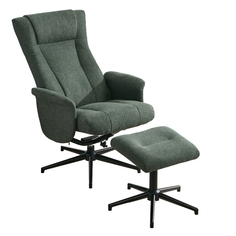 Morganti TV Chair with Stool, Green Polyester Blend