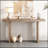 Uniquely Designed Oak Veneer Console Table With Distinctive Side Shapes, Ideal For Entryway, Hallway, And Living Room Decor-289827574