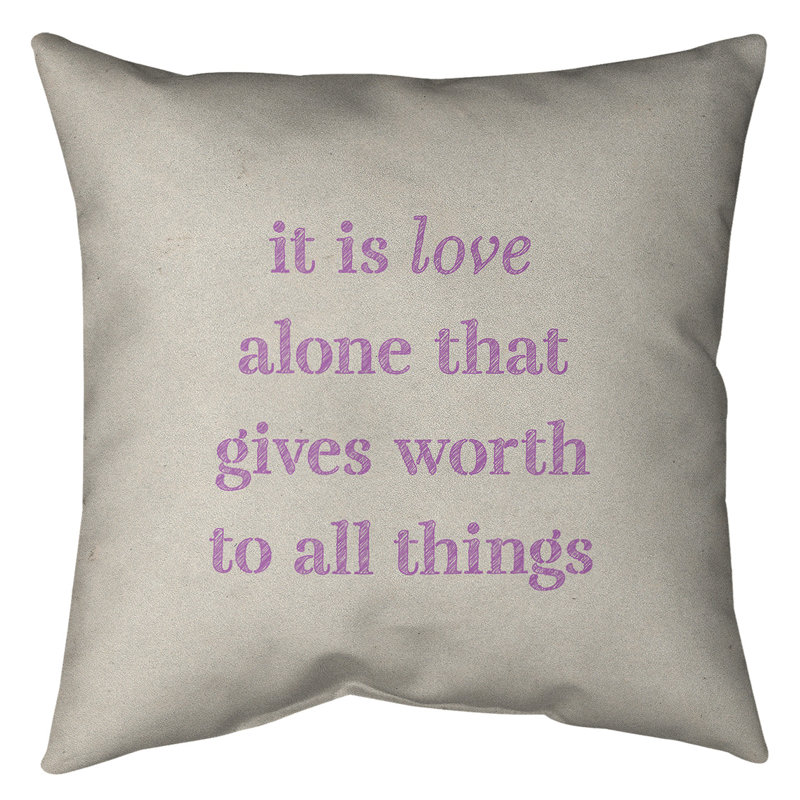 Coussin de sol amour inspirant, 40 po x 40 po, Blanc / violet