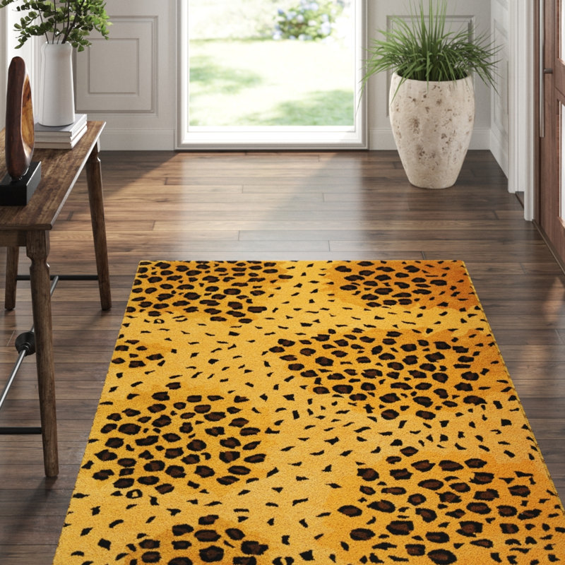 Nonia Hand Tufted Wool And Viscose Animal Print Rug, Rectangle 6' x 9'