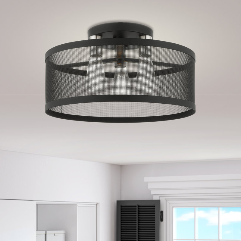 Emilia Flush Mount, Black, 10.25"H x 18"W x 18"D
