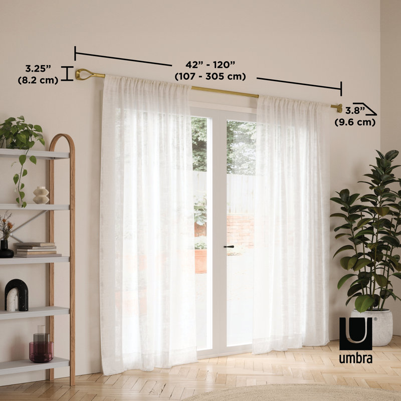 Gold Adjustable Modern Curtain Rod with Loop End 42-120"