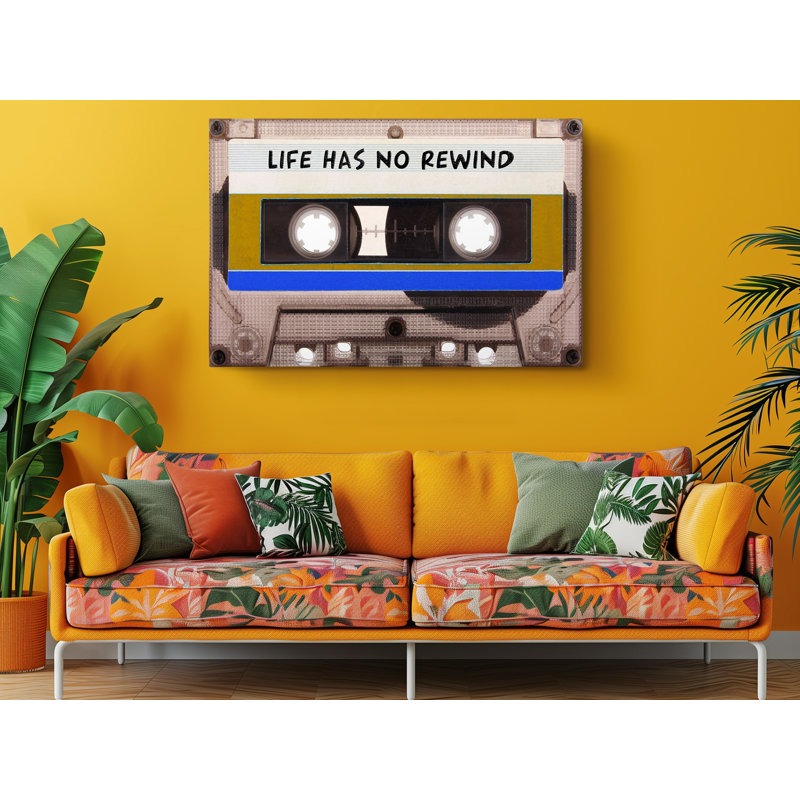 Life Has No Rewind Cassette Canvas Print, 30" H x 45" W