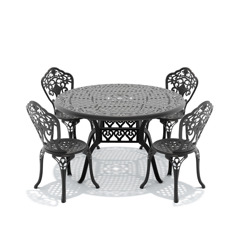 Ensemble de salle à manger de patio extérieur pour 4 personnes, chaises sans coussin, chaise compacte (largeur du siège: 15,35 po)